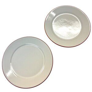 Set Of 2 Loneoak & Co Ceramic Plates With Terracotta Base
